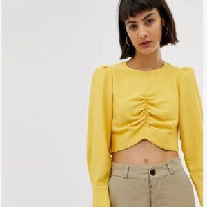 ASOS White padded shoulder crop top
